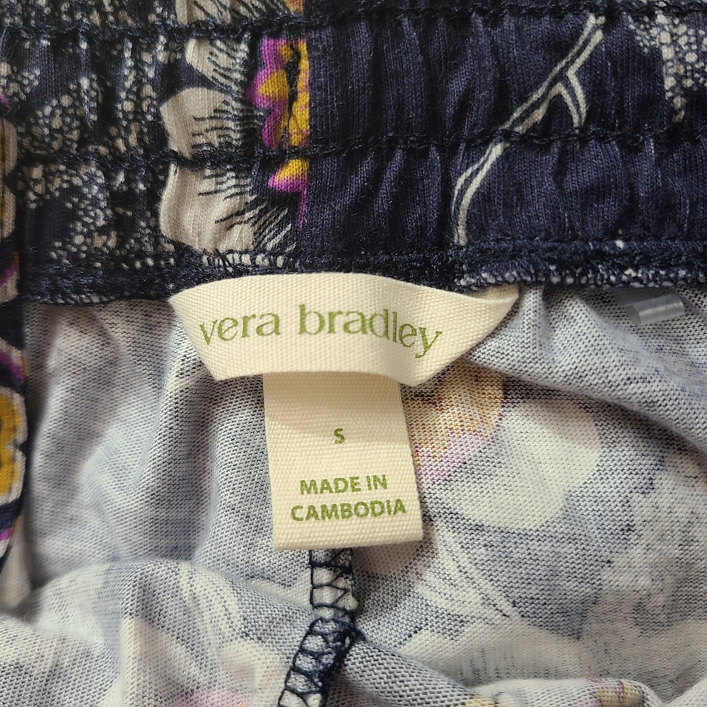 NWT Vera Bradley Sz S Floral Leaf Notch Collar Button Top Pull On Bottom PJ Set - Picture 8 of 13